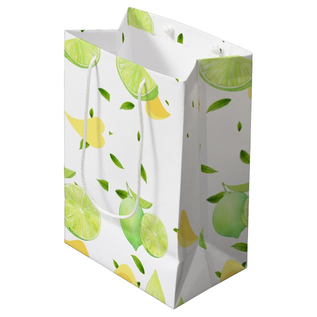 Sac Cadeau Moyen Agrumes TROPICALES FRUITS D'ÉTÉ Citron orange tran (Devant Angle)