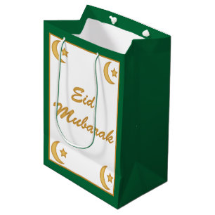 Sac Cadeau Moyen Aïd Moubarak Aïd al Fitr Moon et Stars Green