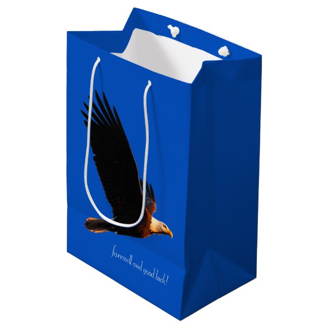 Sac Cadeau Moyen Aigle Bald en vol Adieu et bonne chance! (Devant Angle)