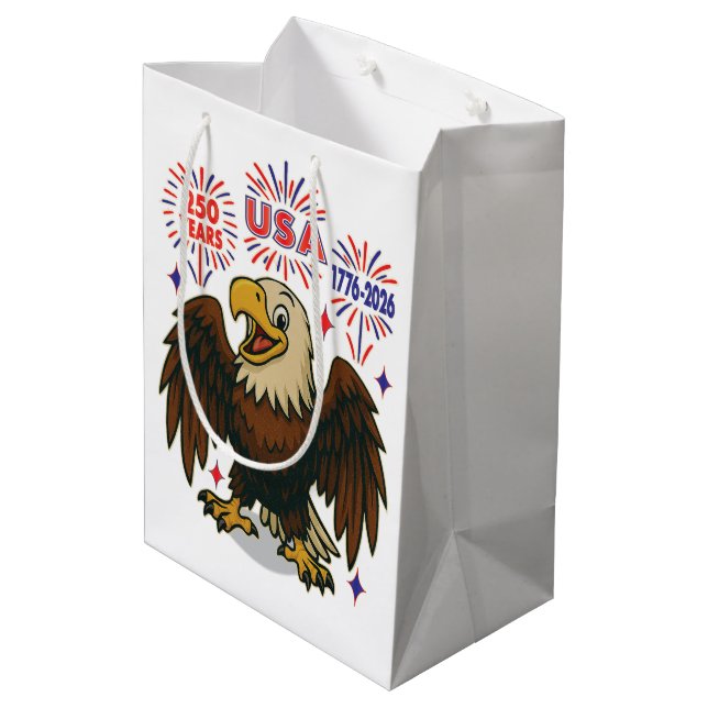 Sac Cadeau Moyen Aigle royal avec feux d'artifice – États-Unis 250  (Dos Angle)