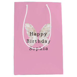 Sac Cadeau Moyen Ailes de papillon rose assez girly  