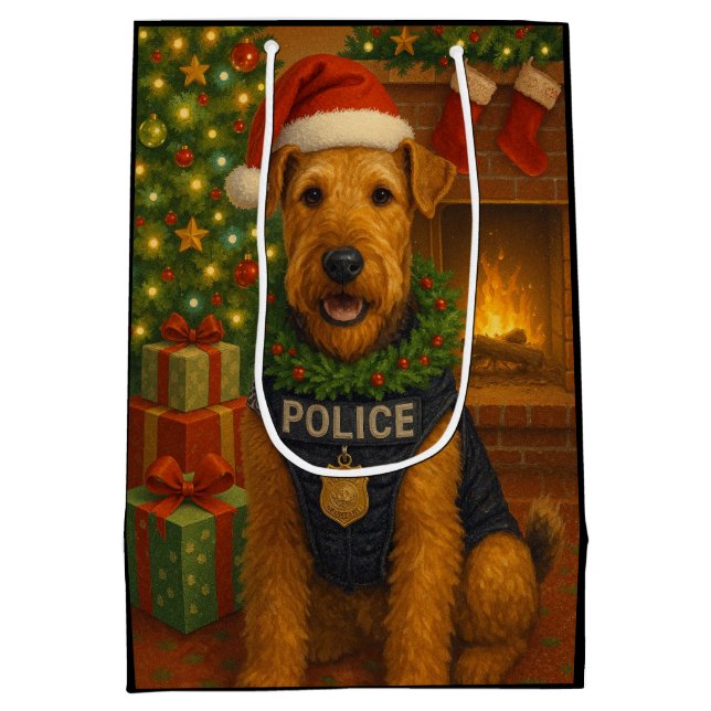 Sac Cadeau Moyen Airedale Terrier Holiday (Dos)