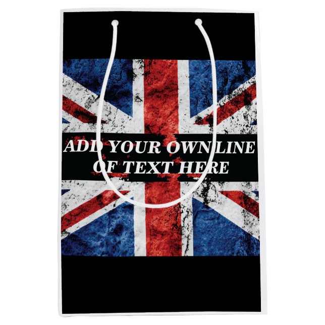 Sac Cadeau Moyen Ajouter votre texte sur le drapeau anglais Jeu d'o (Devant)