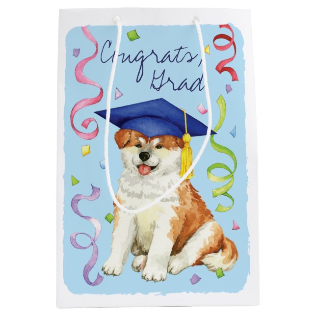 Sac Cadeau Moyen Akita Graduate (Devant)