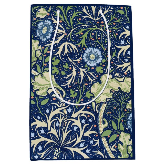 Sac Cadeau Moyen Algues (par William Morris) (Devant)
