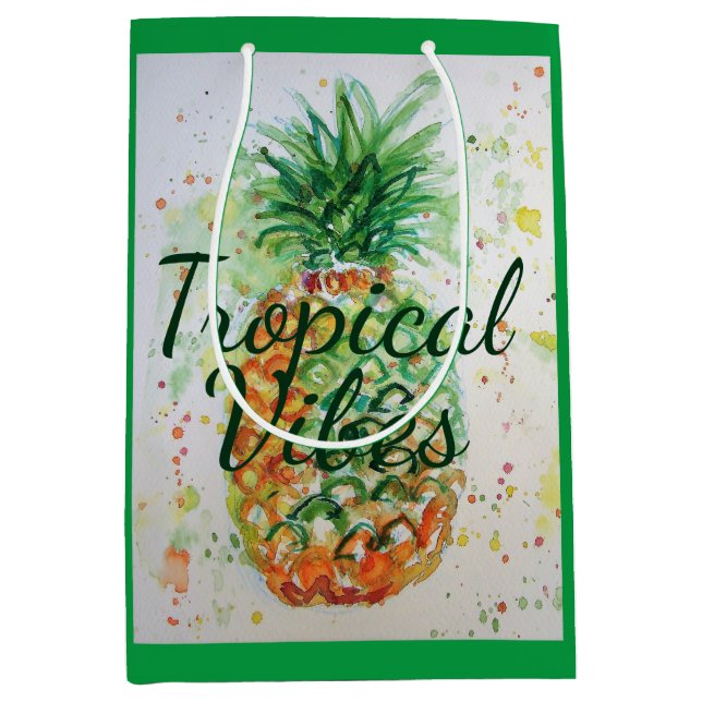 Sac Cadeau Moyen Alimentation en ananas Vibes tropicales Vibes oran (Devant)