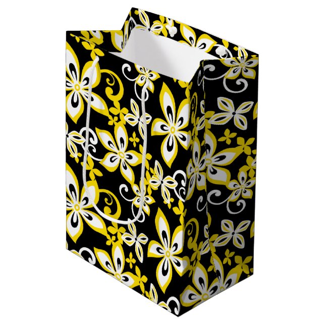 SAC CADEAU MOYEN ALOHA HAWAII (NOIR/JAUNE) (Devant Angle)