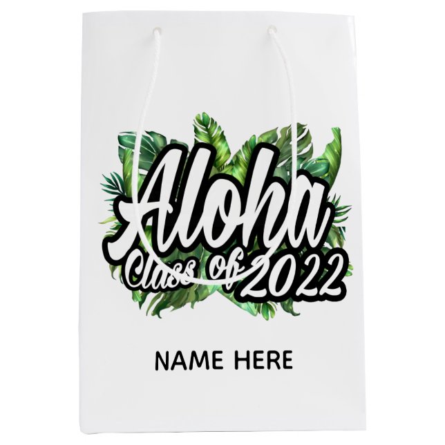 Sac Cadeau Moyen Aloha Tropical Luau Classe de Graduation Party 202 (Devant)