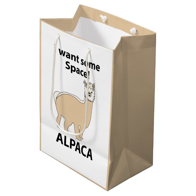 Sac Cadeau Moyen Alpaca Je Veux Un Espace Drôle Alpaca (Devant Angle)