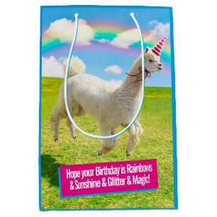 Sac Cadeau Moyen Alpaca Unicorne sous ciel ouvert