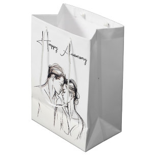 Sac Cadeau Moyen Amateurs D'Anniversaire Croquis Sur Blanc