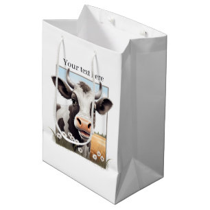 Sac Cadeau Moyen Amateurs de vache mignonne personnalisable