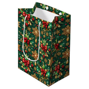 Sac Cadeau Moyen Ambiance de Noël Colorée Motif Festif