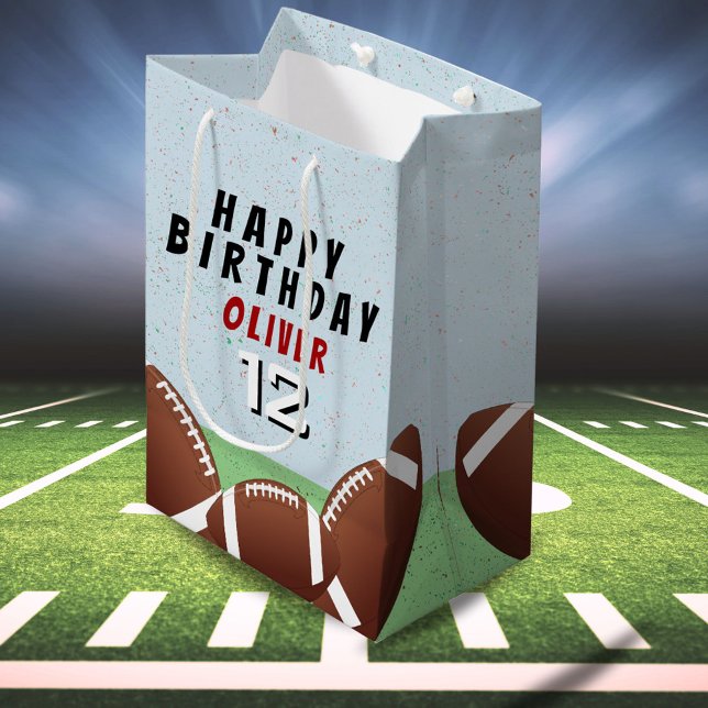 Sac Cadeau Moyen American Football Balls Enfants Joyeux anniversair (Créateur téléchargé)