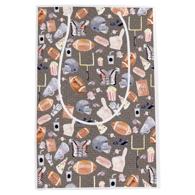 Sac Cadeau Moyen American Football Gris texture | MOTIF (Devant)