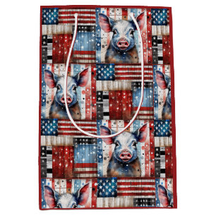 Sac Cadeau Moyen American Pig Farm art populaire