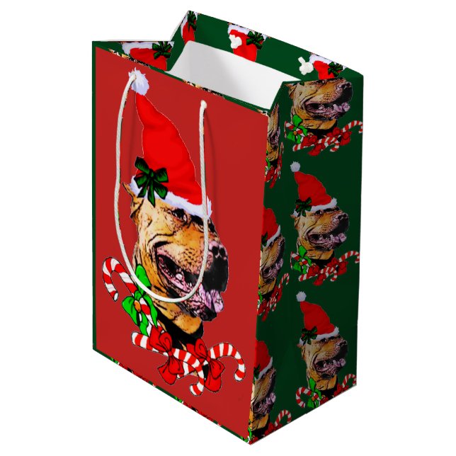 Sac Cadeau Moyen American Pit Bull Terrier Noël (Dos Angle)