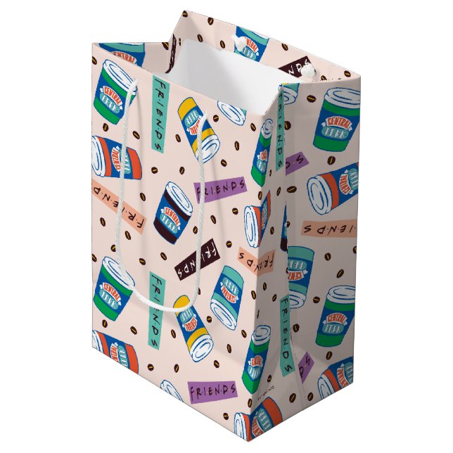 Sac Cadeau Moyen AMIS™ | Central Perk Vibrant Motif café (Devant Angle)