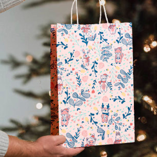 Sac Cadeau Moyen Amis de la forêt dans une forêt hivernale douillet