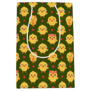 Sac Cadeau Moyen Amour de Bébé Poussin Mignon avec des Cœurs