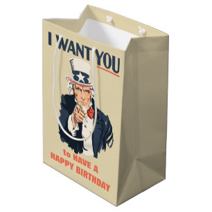 Sac Cadeau Moyen Amusant Oncle Sam Patriotic Anniversaire