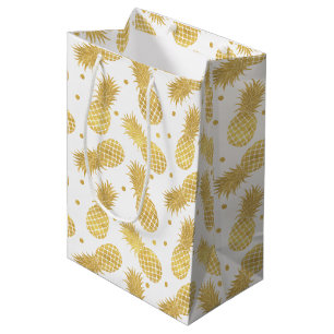 Sac Cadeau Moyen Ananas Glitzy en or
