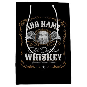 Sac Cadeau Moyen Ancienne Étiquette de Whisky Moonshine Nom de Fami