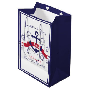 Sac Cadeau Moyen Ancrage marine rouge et bleu avec tourbillons