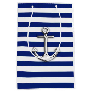 Sac Cadeau Moyen Ancre argent classique