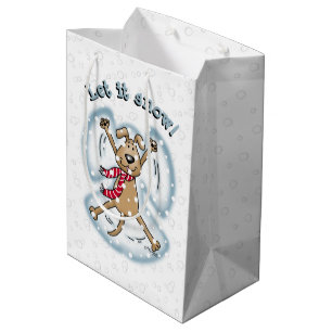 Sac Cadeau Moyen Ange de neige Chien Amusant mignon Noël Vacances a