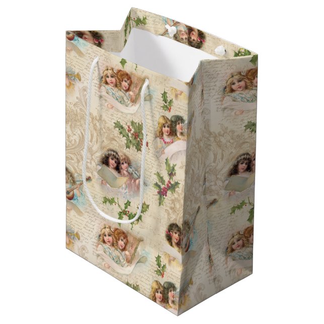 Sac Cadeau Moyen Angels victoriens avec musique, Script & Holly (Devant Angle)