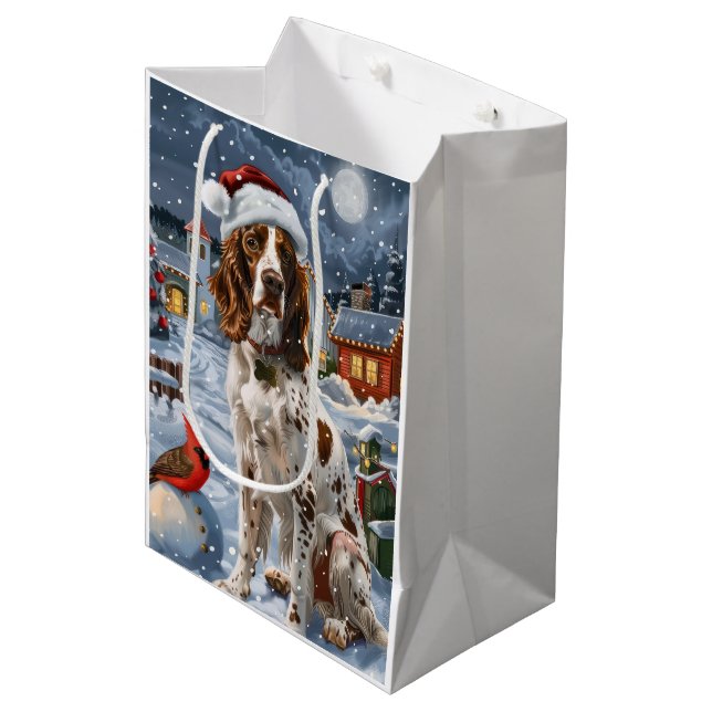 Sac Cadeau Moyen Anglais Setter Winter Wonderland Christmas Joy (Devant Angle)