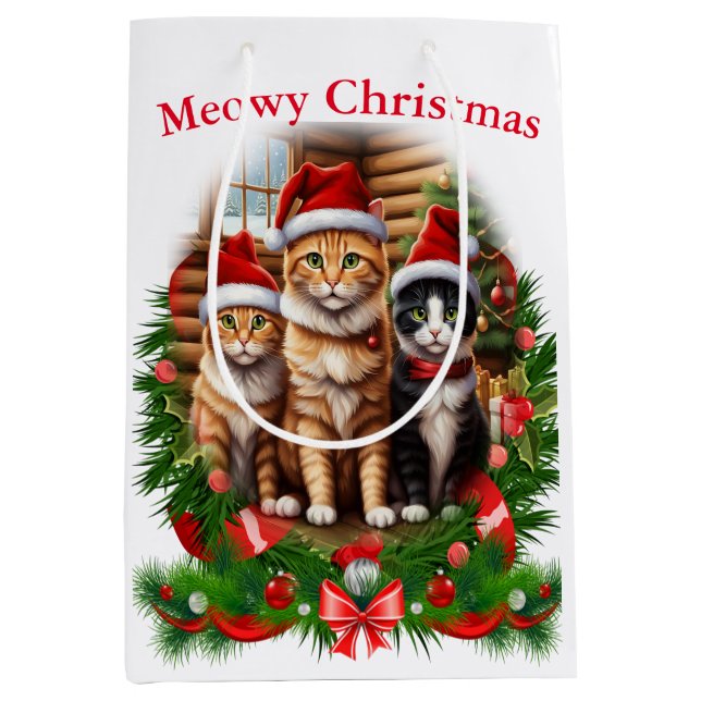 Sac Cadeau Moyen Animaux de Noël (Devant)