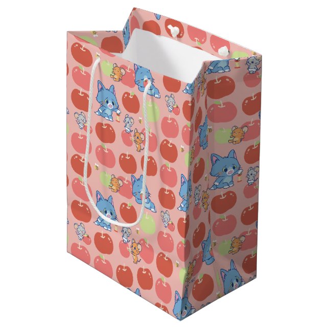 Sac Cadeau Moyen Anime Tom, Jerry et Tuffy Apple Motif (Devant Angle)