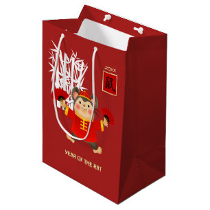 Sac Cadeau Moyen Année chinoise du rat Nom et année personnalis