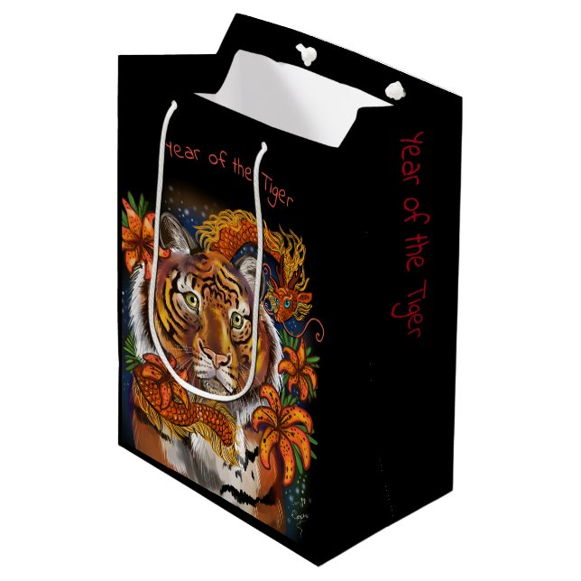 Sac Cadeau Moyen Année chinoise du tigre (Devant Angle)