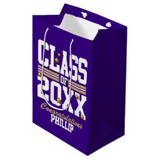 Sac Cadeau Moyen Année de la promotion violet|or