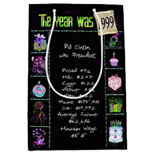 Sac Cadeau Moyen Année De Naissance 1999 Fun Trivia On Black