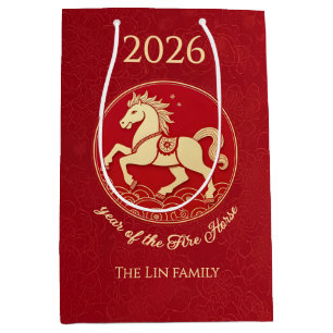 Sac Cadeau Moyen Année du Cheval 2026 Nouvel An Chinois