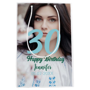Sac Cadeau Moyen anniversaire 30 ans ajouter nom date année photo b