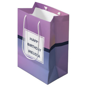 Sac Cadeau Moyen Anniversaire Abstrait moderne violet et rose