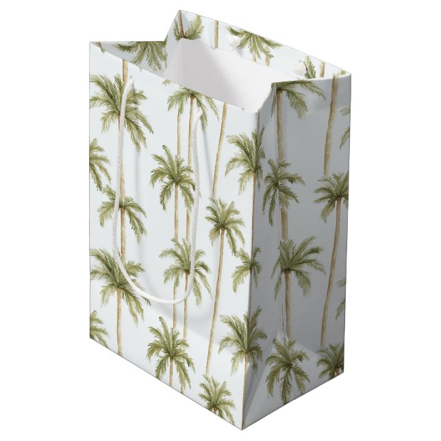 Sac Cadeau Moyen Anniversaire aux Palmiers Tropicaux (Devant Angle)