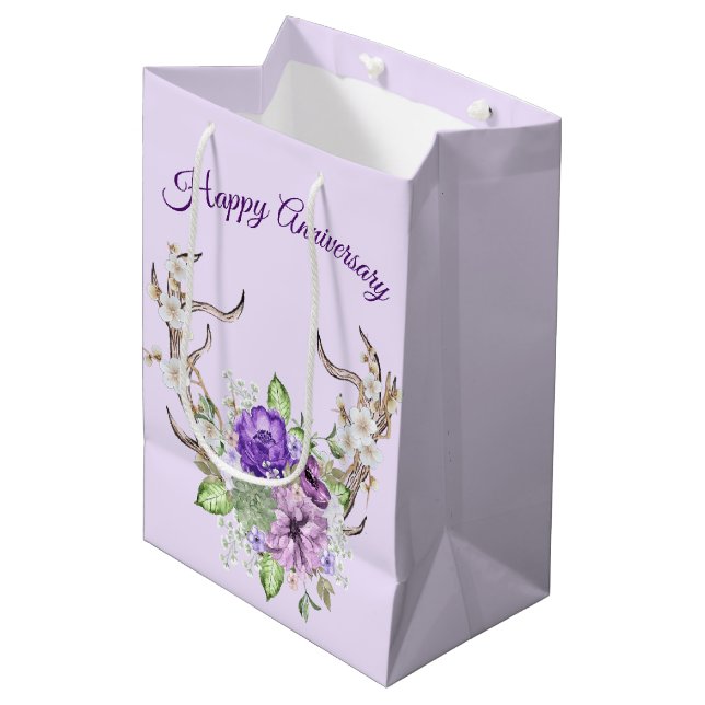 Sac Cadeau Moyen Anniversaire Bouquet Antler Cerf Antler (Devant Angle)