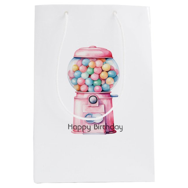 Sac Cadeau Moyen Anniversaire Bubble Gum (Devant)