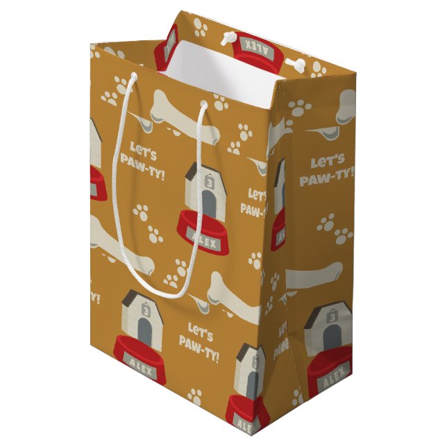 Sac Cadeau Moyen Anniversaire chiot Patte-ty (Devant Angle)