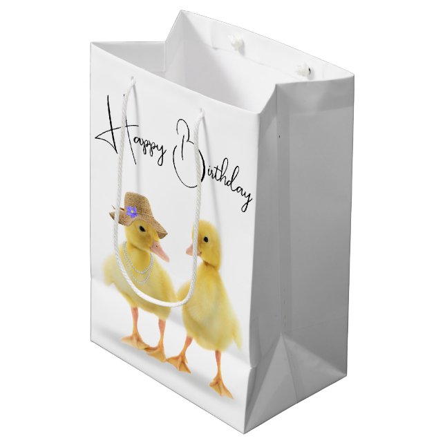 Sac Cadeau Moyen Anniversaire Couple de canard (Devant Angle)
