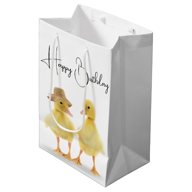 Sac Cadeau Moyen Anniversaire Couple de canard (Devant Angle)