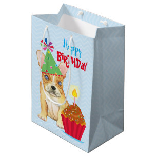 Sac Cadeau Moyen Anniversaire Cupcake French Bulldog Medium Cadeau
