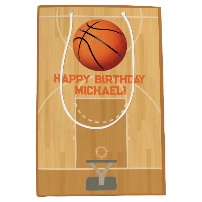 Sac Cadeau Moyen Anniversaire de Basketball (Devant)