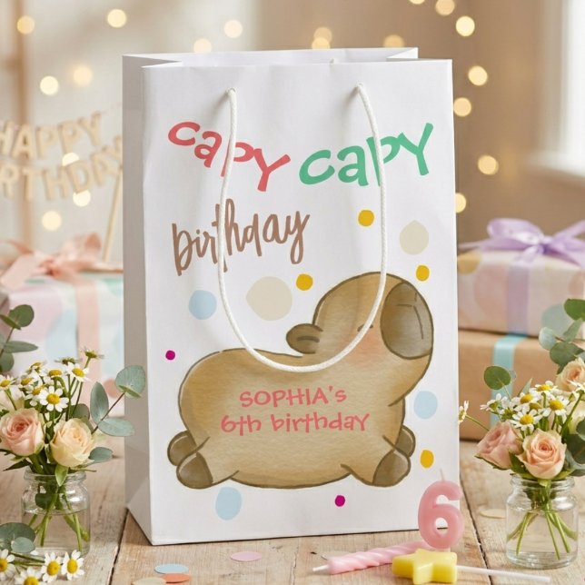 Sac Cadeau Moyen Anniversaire de capy capybara (Créateur téléchargé)